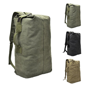 Fashion Outdoor Travel Luggage Army Bag Portable Men Solid Color Canvas Backpack Large Capacity Sport Rucksack