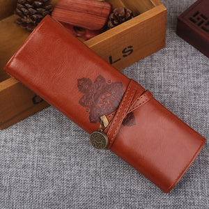 Retro European creative pencil bag leather portable folding storage stationery bag party gift small gift