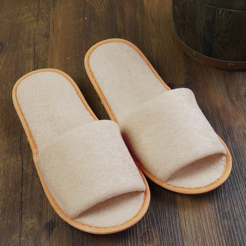 1 pair Foldable Home Hotel Breathable  Slippers SPA Travel Salon Wear With Storage Cotton Cloth Travel Accessories